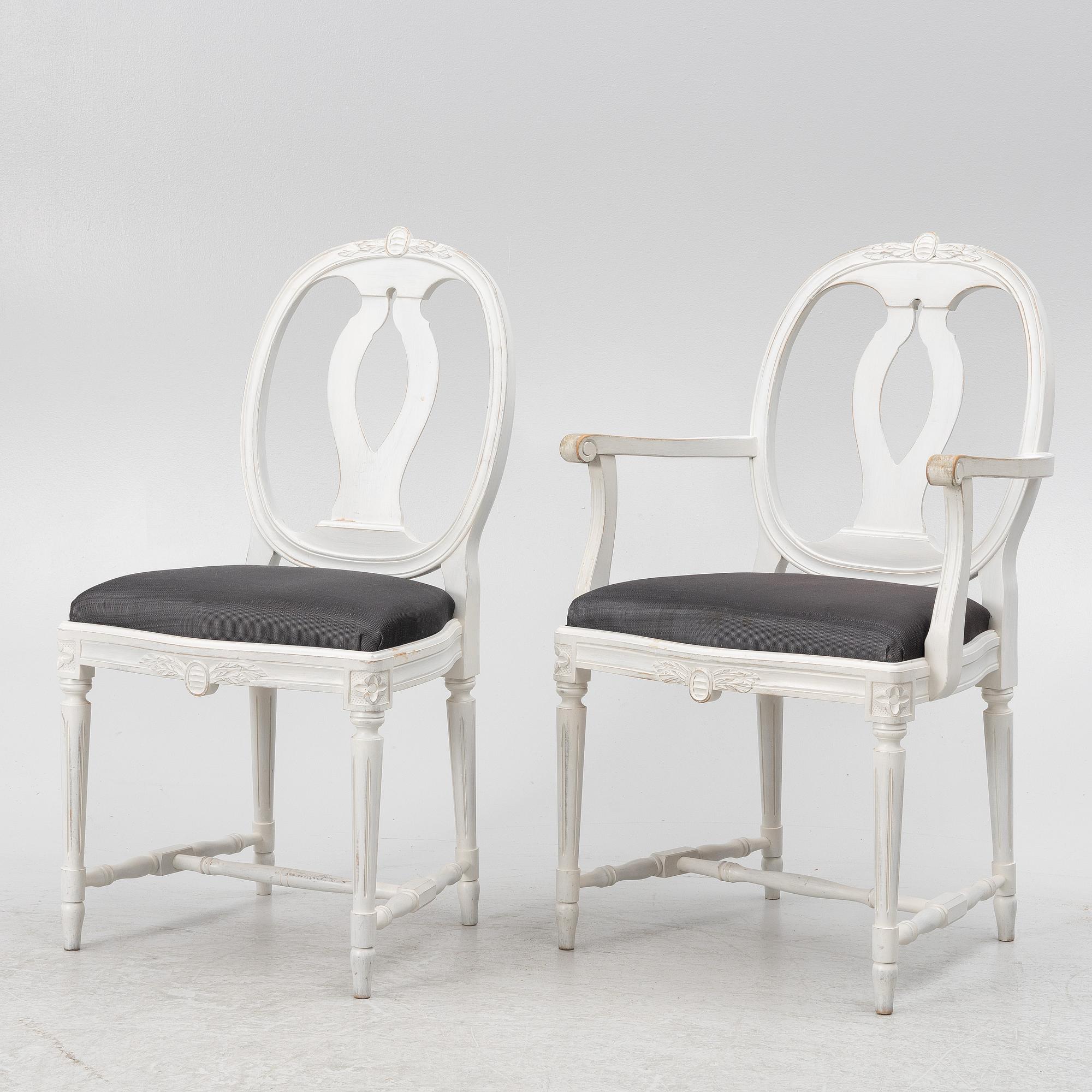 Matsalsgrupp, 13 delar, gustaviansk stil, 1900-talets andra hälft.