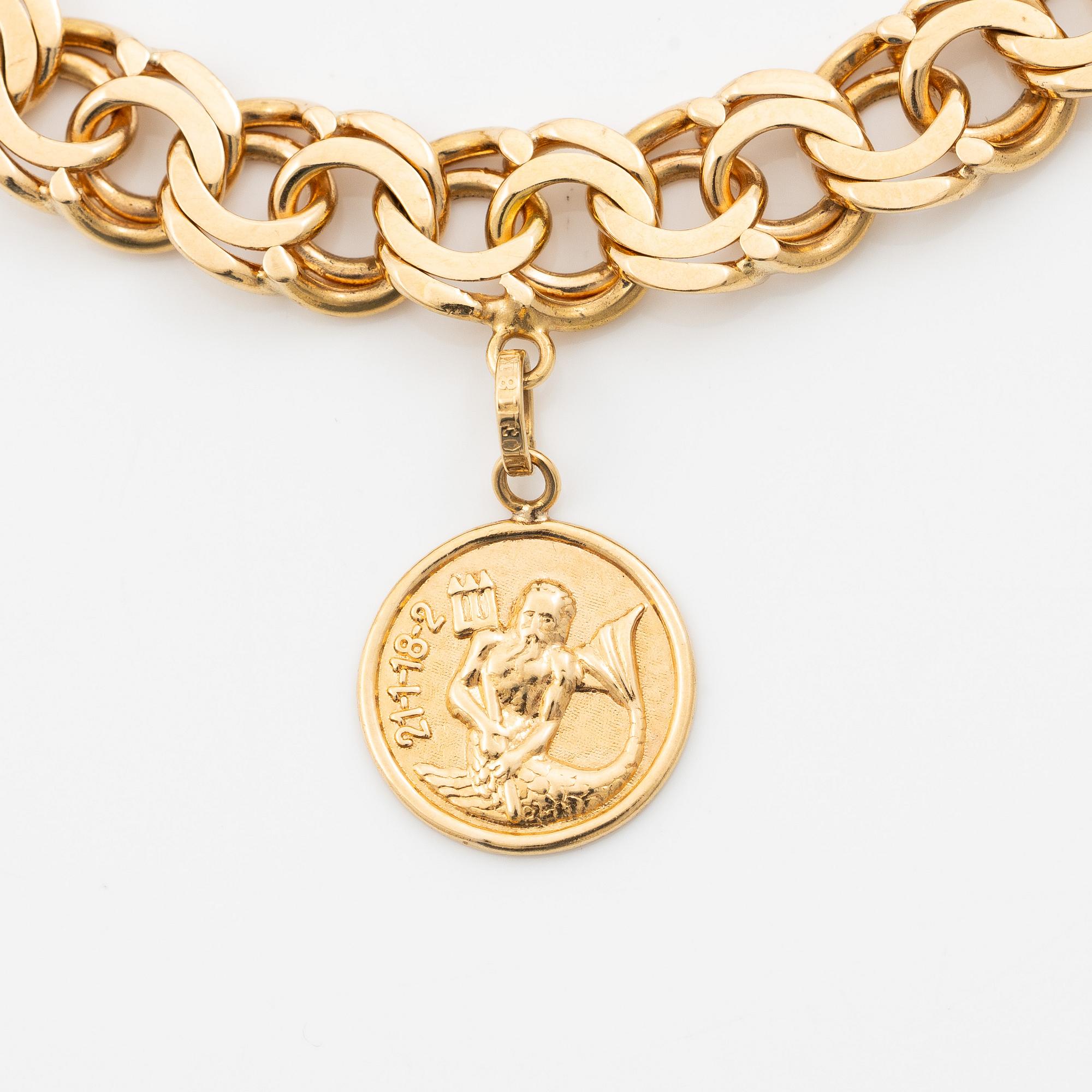 Bracelet, 18K gold, with charms including zodiac signs.