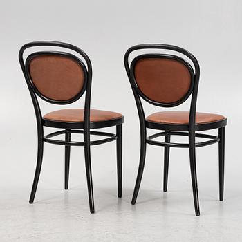 A set of six bentwood  Thonet chairs model 83.with leather upholstery.