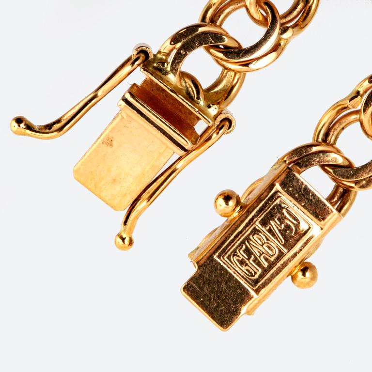 Bismarck-länk 18K guld, doserad ca 45 x 1 cm, 38,9 g.