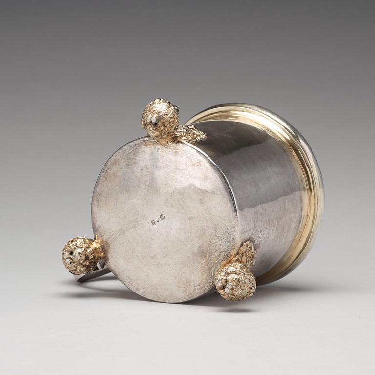 Johan Hansson Teelning, dryckeskanna, silver, (verksam i Norrköping 1661-1711), före 1700, barock.