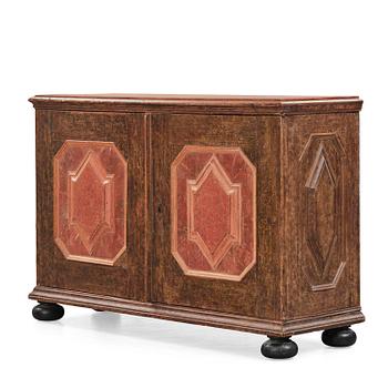 220. A Swedish polychrome-painted baroque cupboard, late 17th century / circa 1700.