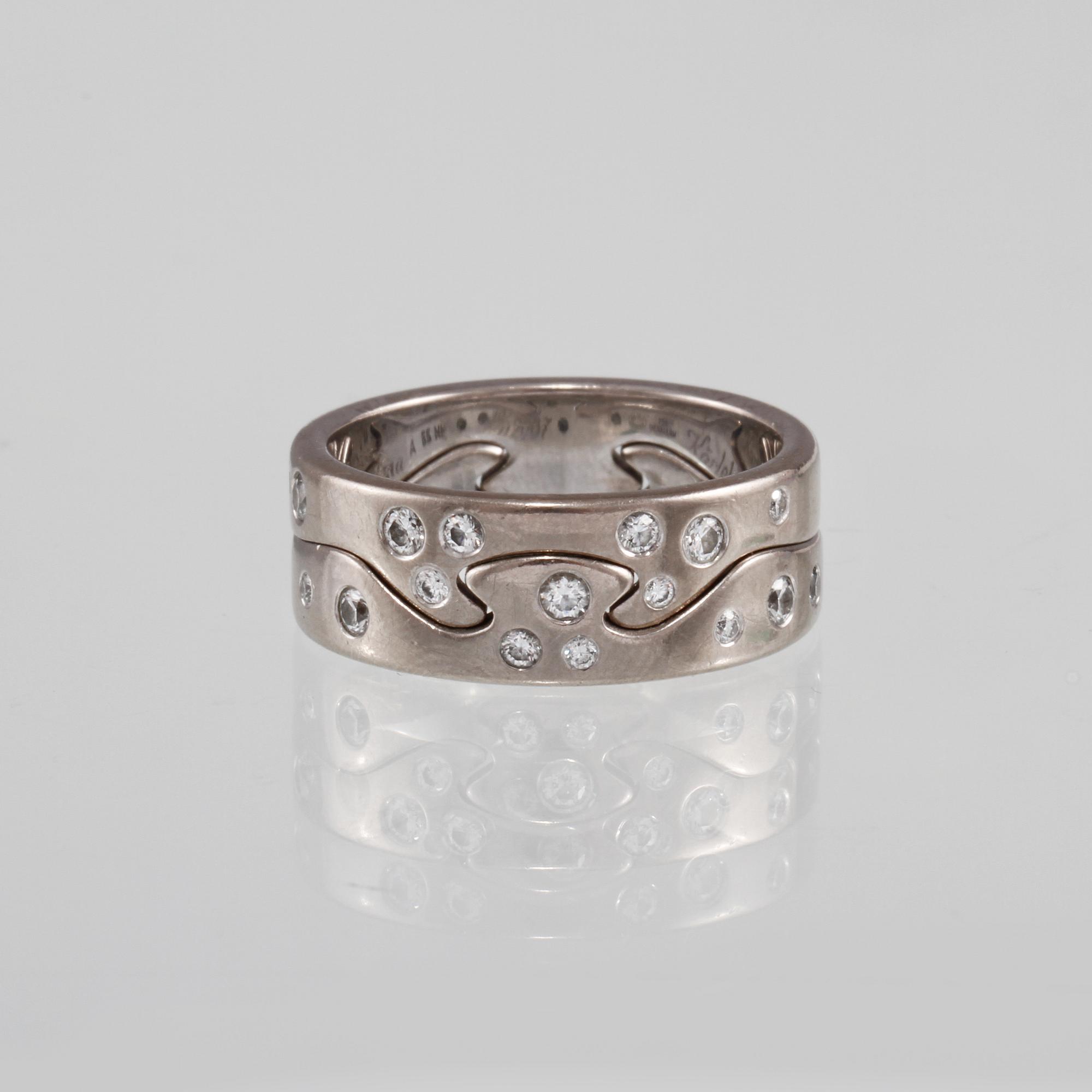 RING, 18K vitguld med briljantslipade diamanter, "Fusion", Georg Jensen. Vikt 11,5 gram.