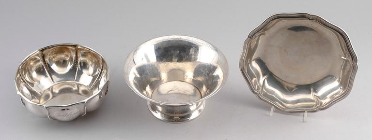 SKÅLAR, 3 st, silver, 1900-talets första hälft. Vikt ca 692 g.