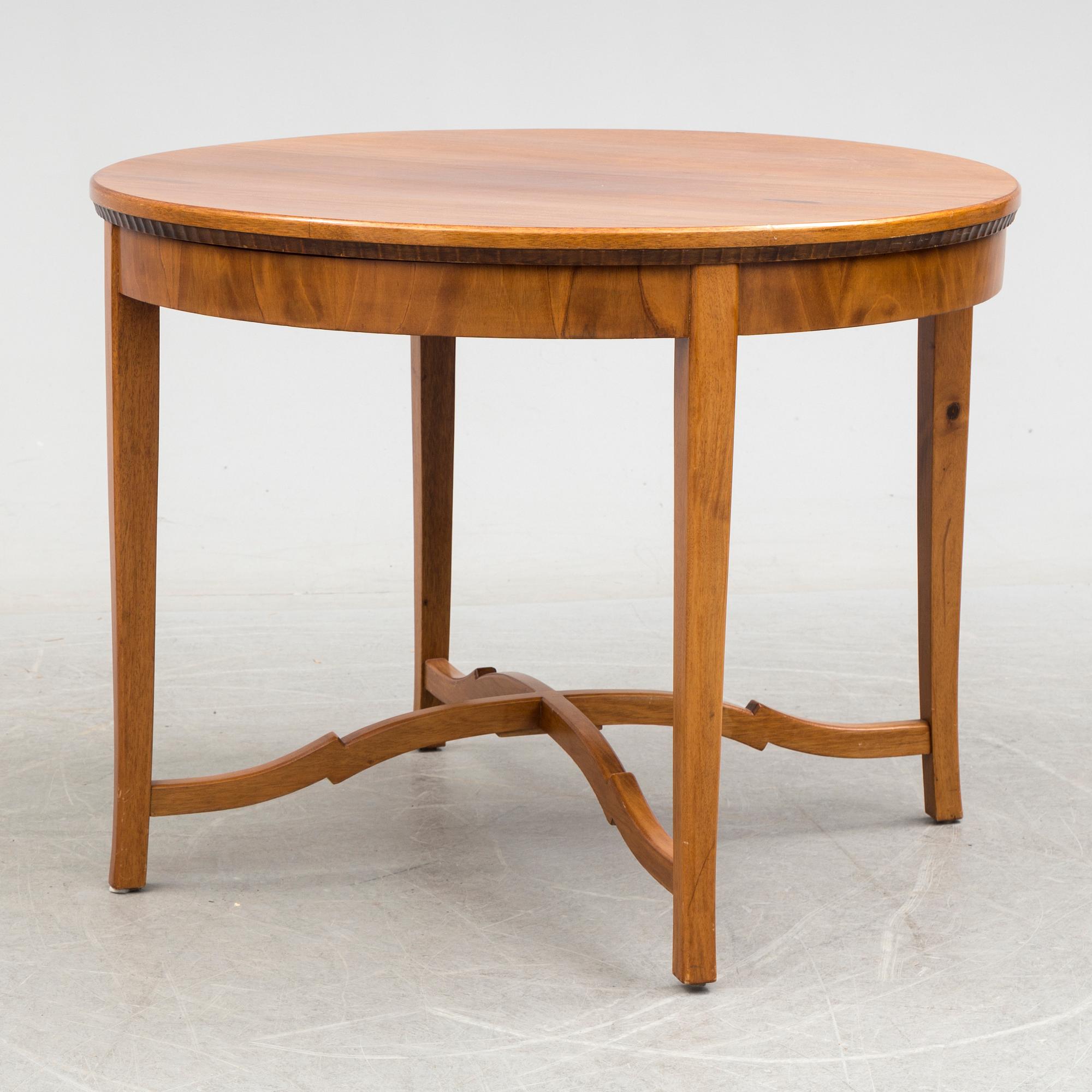 SOFA, TABLE AND FIVE CHAIRS, mid 20th century.