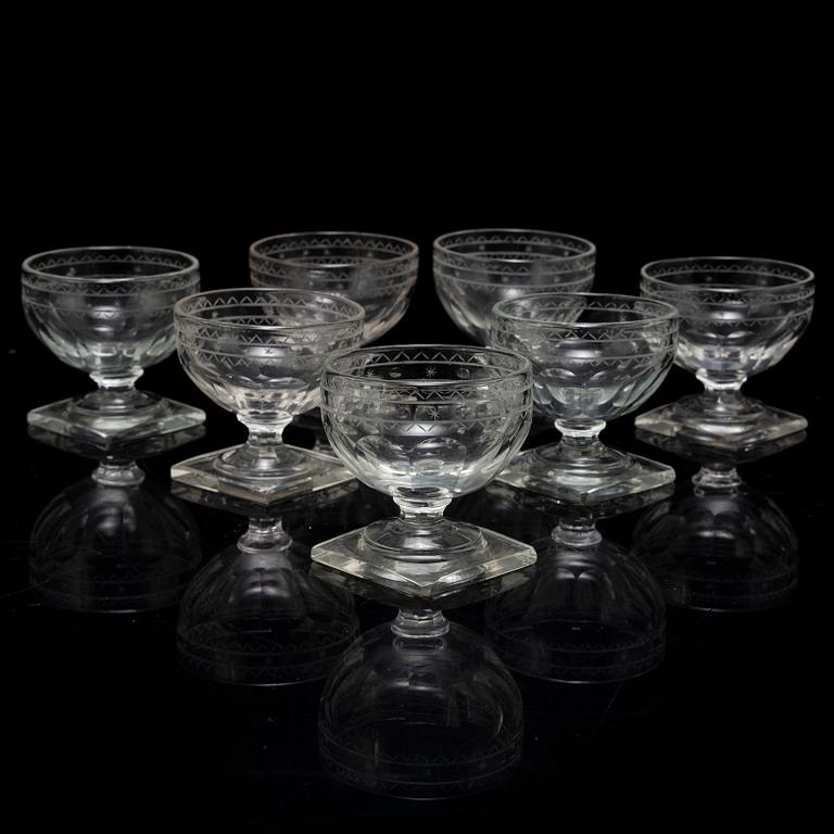 Starkvinsglas, 7 st, 1900-tal. Louis XVI-stil.