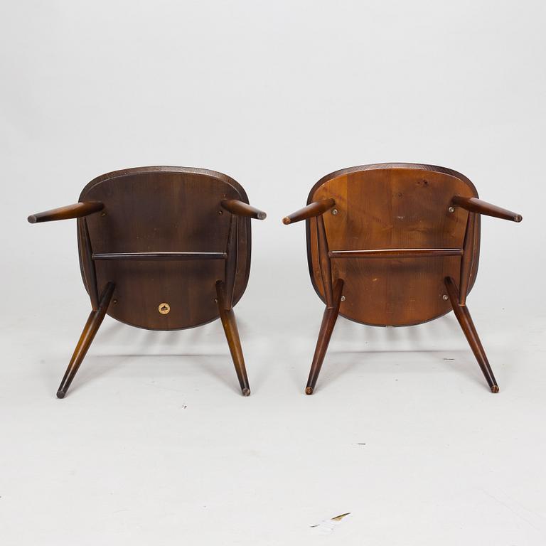 A set of six 1970/80's wooden chairs 'Windsor 365' for Ercol, England.