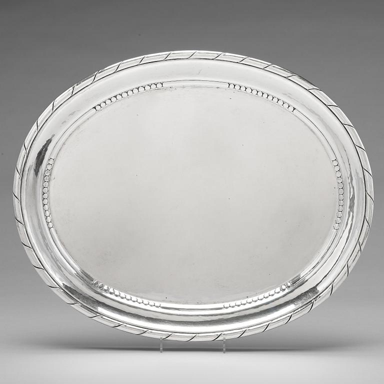 Georg Jensen, a 830/1000 silver tray, Copenhagen 1919, design nr 88.