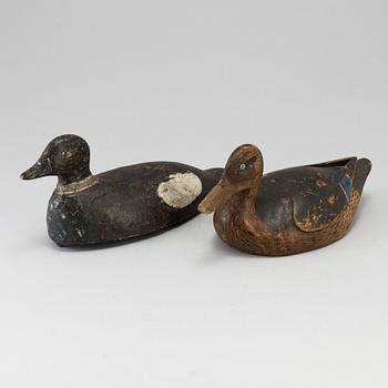 Two painted wood duck decoys early 20th century.