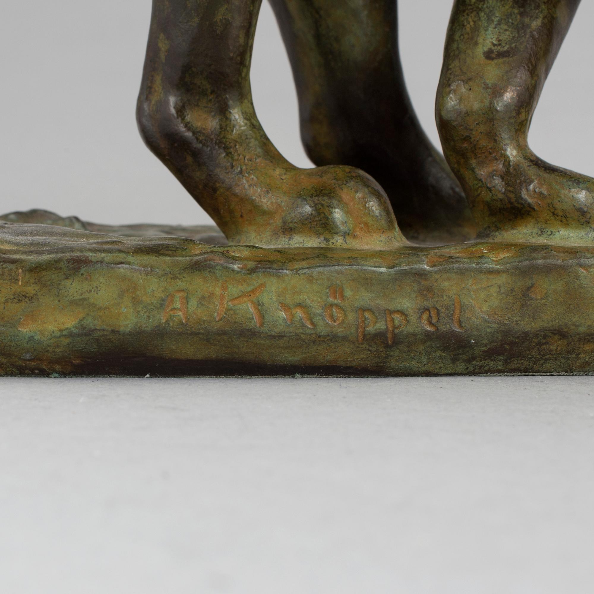 ARVID KNÖPPEL, skulptur, mörkpatinerad brons, signerad A Knöppel samt med otydlig gjutarstämpel Ib Rathje.