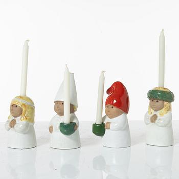 Lisa Larson, figurines/candle holders, 4 pcs, "Advent", stoneware, Gustavsberg.