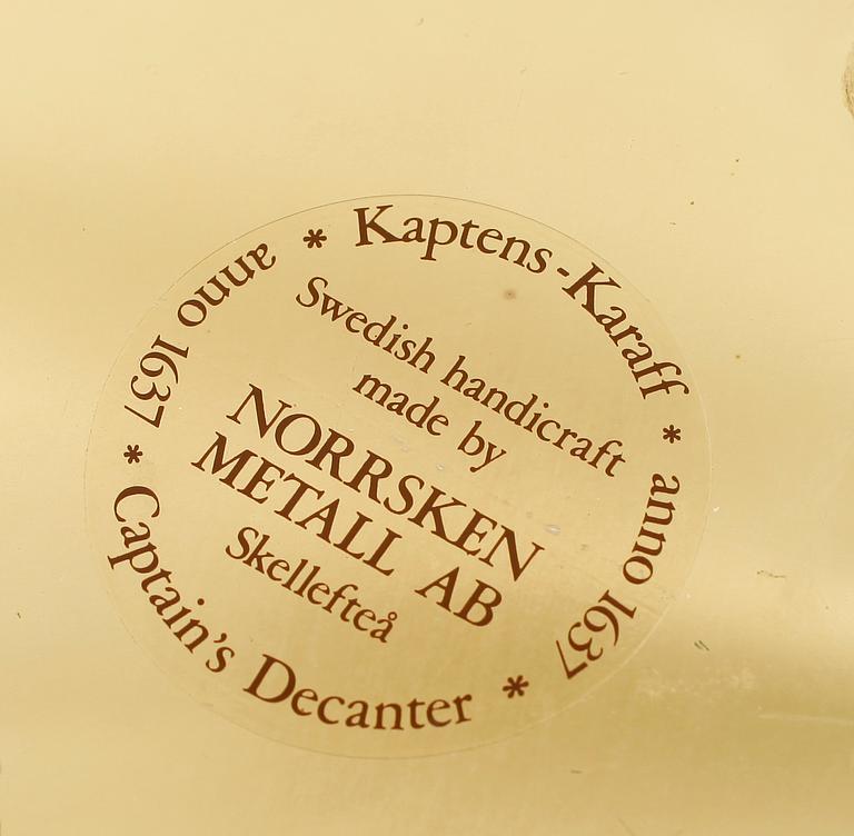SKEPPSKARAFFER, 2 st, Norrsken Metall AB, Sweden, 1900-talets andra hälft.
