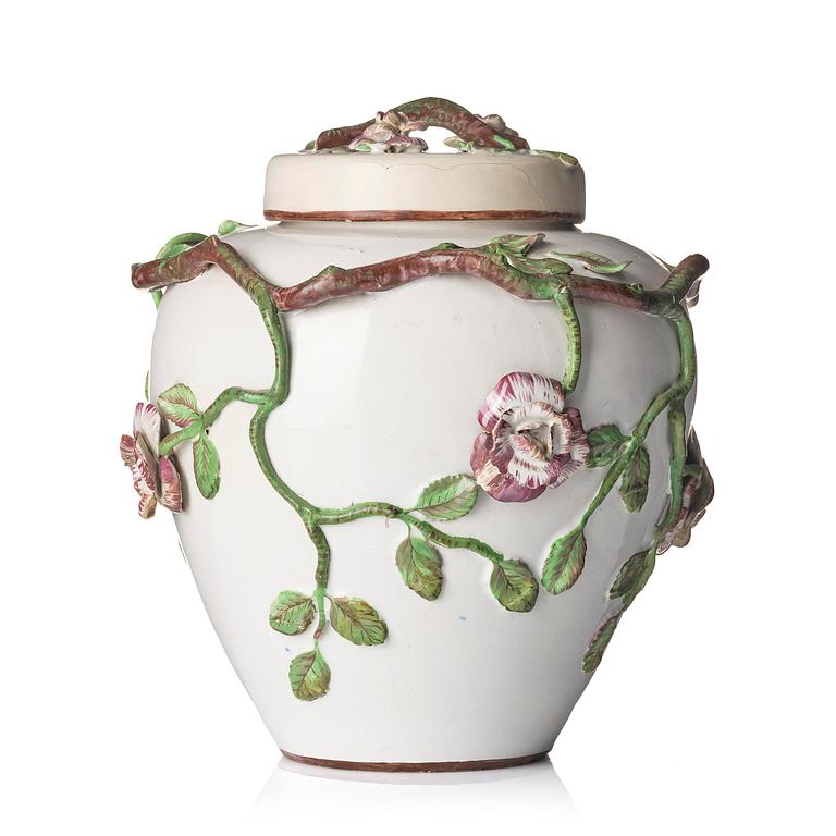 A Swedish Marieberg jar with cover, 18th century, period of Berthevin.
