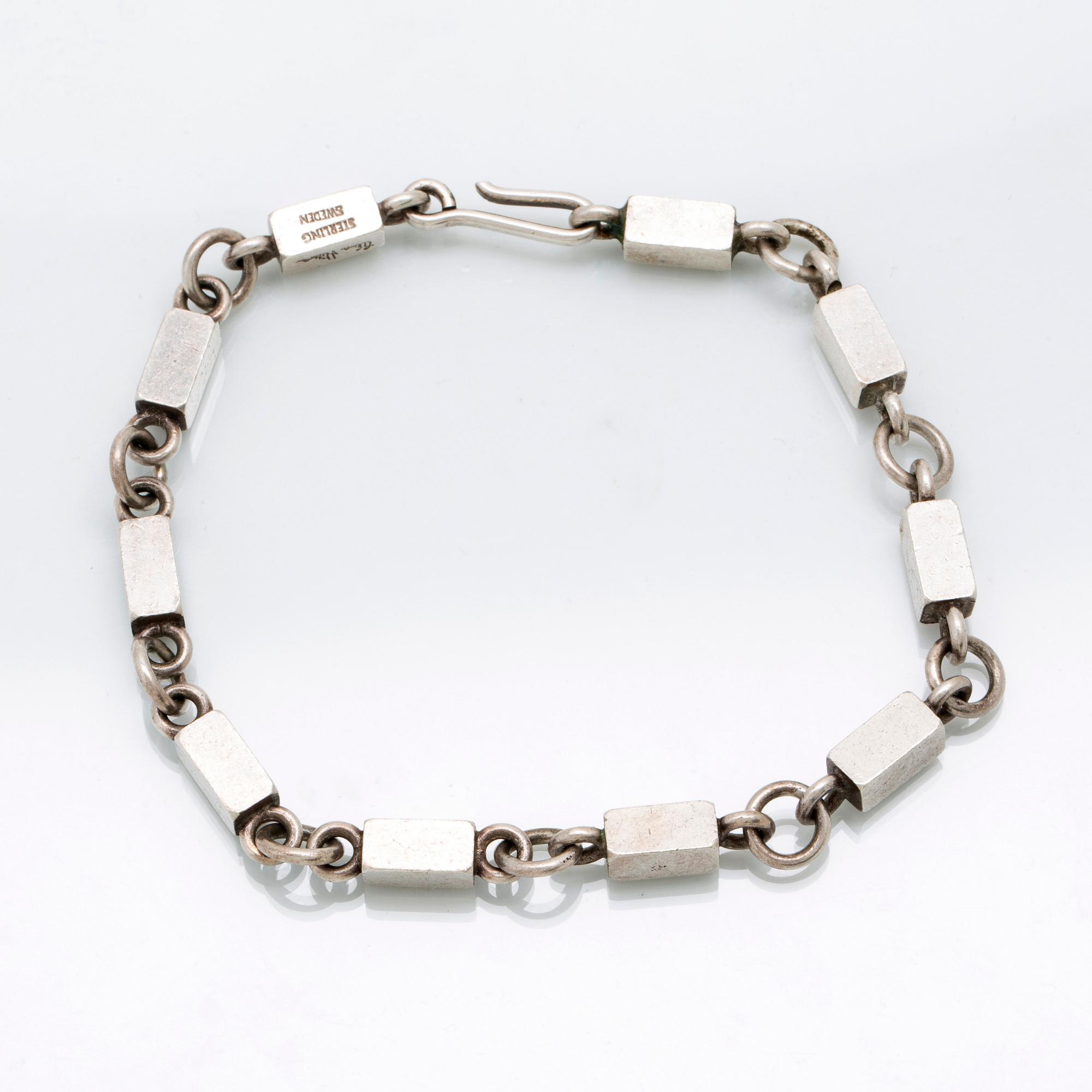 A Swedish sterling sivler bracelet mark of Wiwen Nilsson Lund 1962 length 24 cm, weight 347 grams,