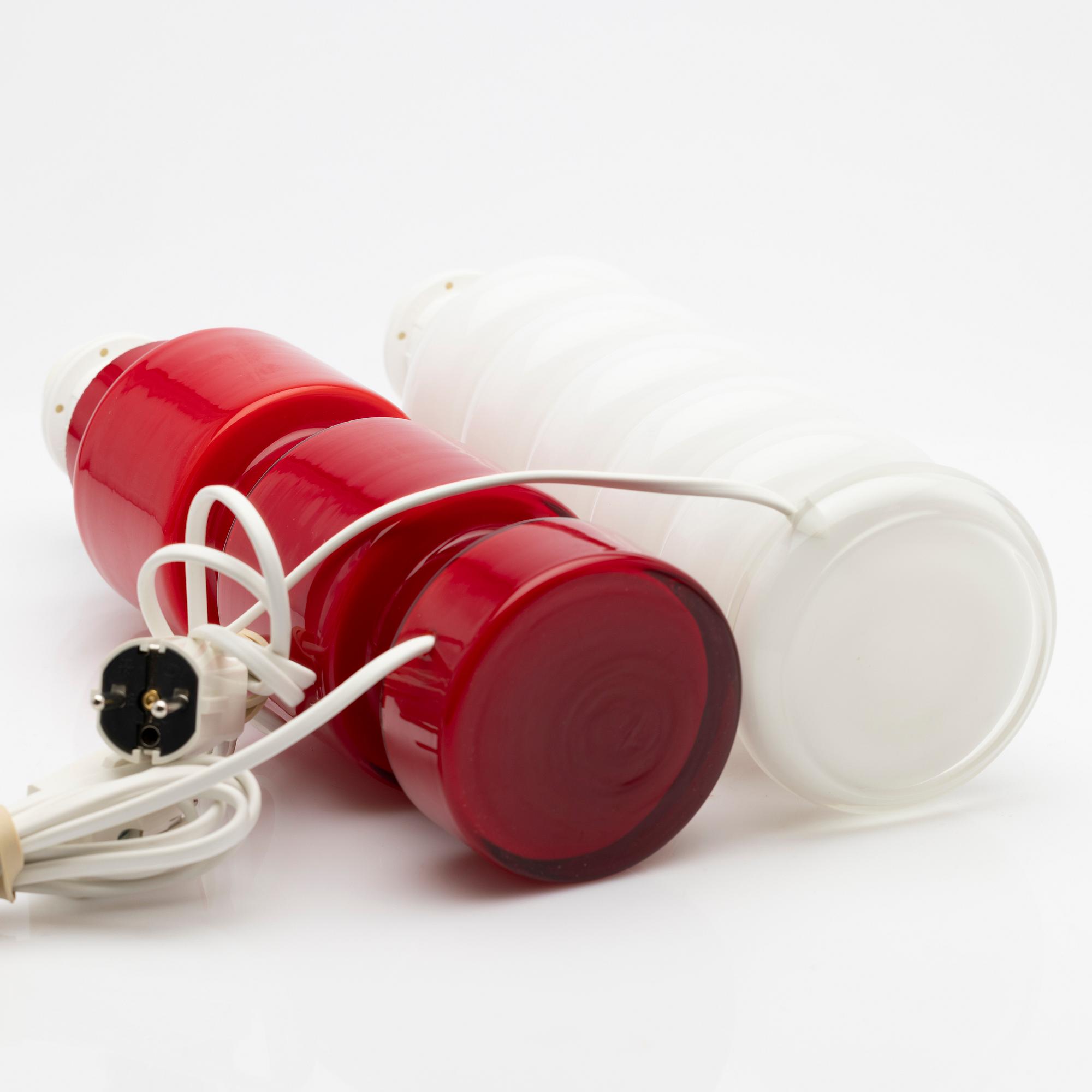Peo (Per-Olof) Ström, Table lamps, 2 pcs, glass, Alsterfors, 1960s.