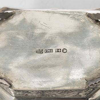 Three Russian silver salt cellars, 19th century.