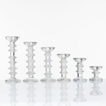 Timo Sarpaneva, a set of six glass candleholders, 'Festivo', Iittala, Finland.