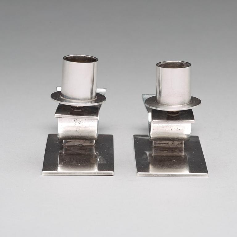 KARL WOJTECH, a pair of candle holders, Swedish Grace, Stockholm 1920's-30's.