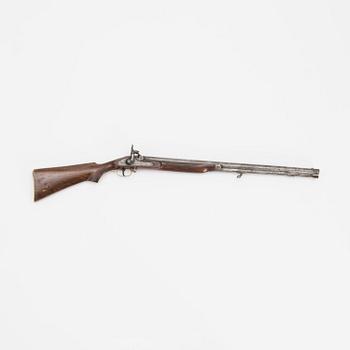 AN ENGLISH PERCUSSION LOCK SHOTGUN 1850-1880.