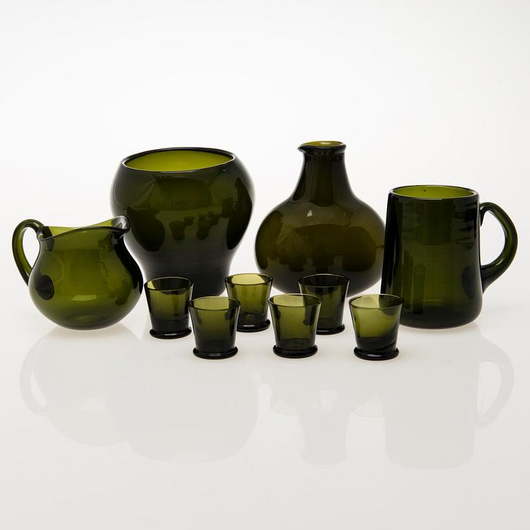 KAJ FRANCK, GLASSERVISDELAR, 10 st, "Tupa", Iittala 1948-54.