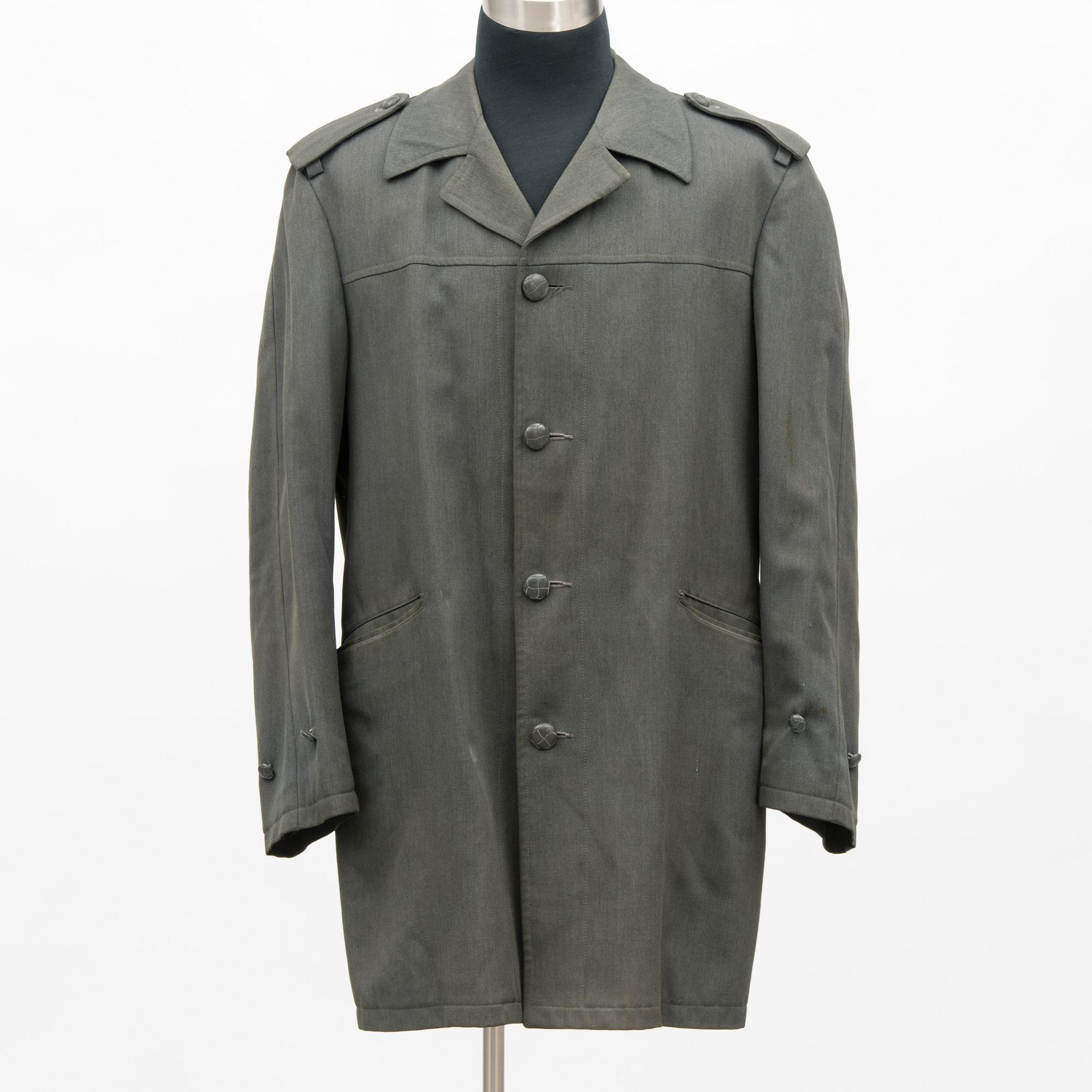 Five Finnish uniform overcoats, second half of 20th Century.