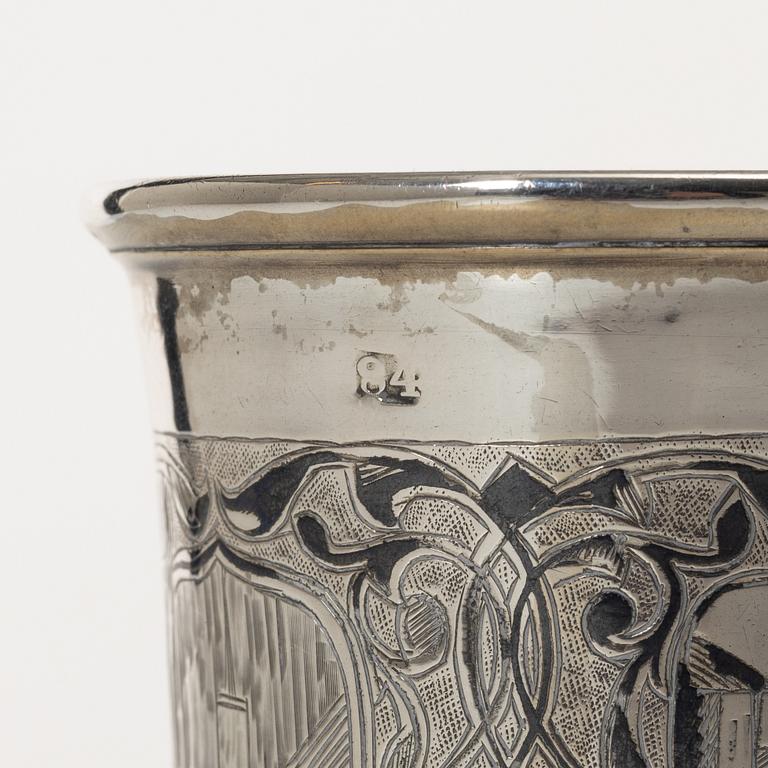 Bägare, 5 st, silver, Ryssland, 1800/1900-tal.