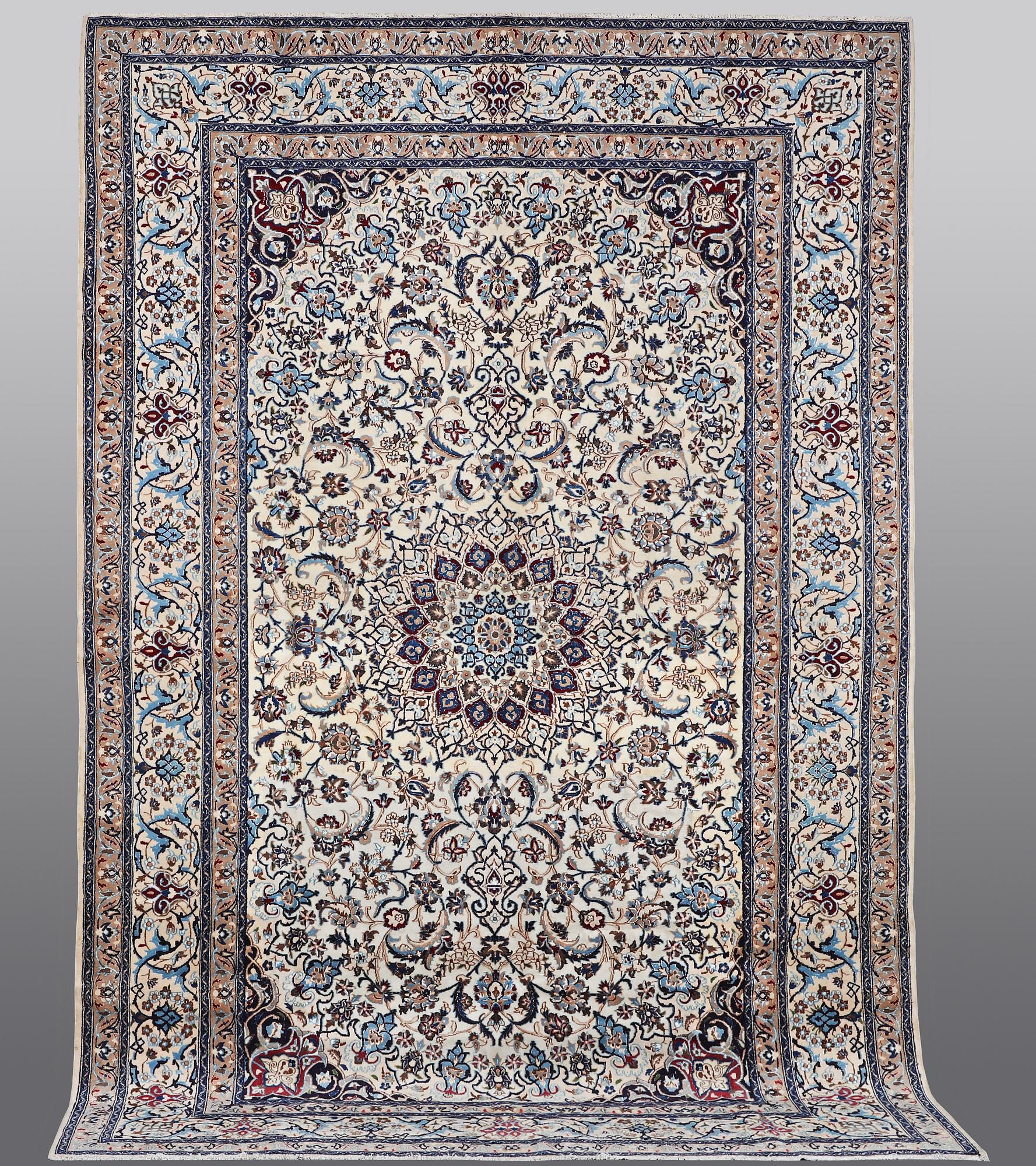 A carpet, Nain, so called 9 laa, part silk, ca 360 x 240 cm.