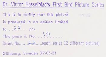 VICTOR HASSELBLAD, fotografier, 12 st, signerade, daterade och numrerade, ur serien nr 22.