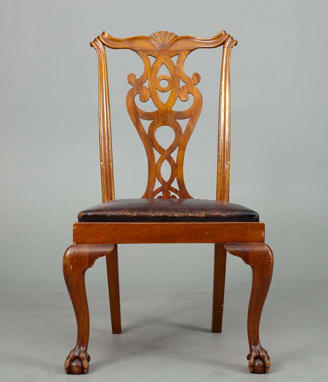 SKRIVBORDSSTOL, mahogny, Chippendale, England 1800-tal.