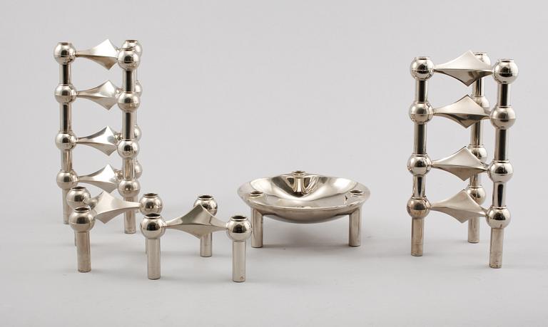 LJUSSTAKAR, 10 st, samt SKÅL, Ceasar Stoffi, Nagel, 1900-talets andra hälft.