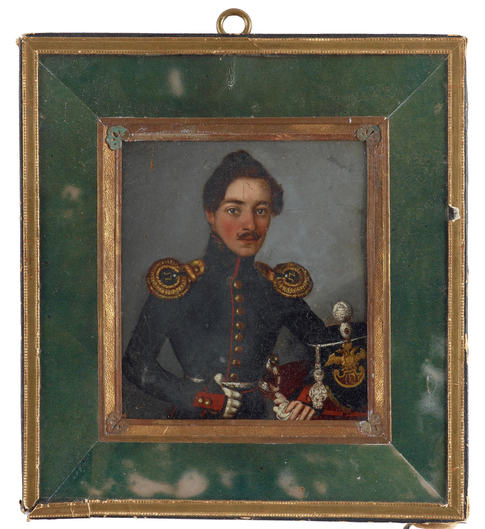Russian artist 19th century. Portrait of a russian officer.