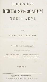 E. M. FANT SAMT C. ANNERSTEDT(UTG.) 3 vol, Scriptores rerum Svecicarum medii aevi.., Uppsala 1818-1876.