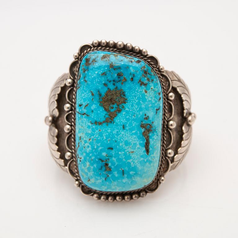 Bracelet, silver set with turquoise.