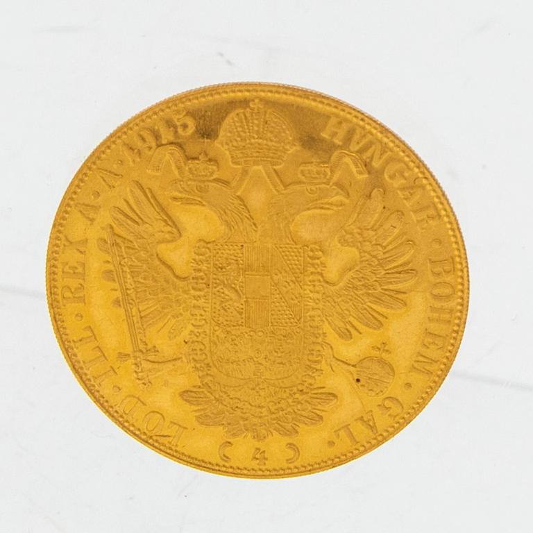 Gold coin 4 Ducat, Austria-Hungary 1915.