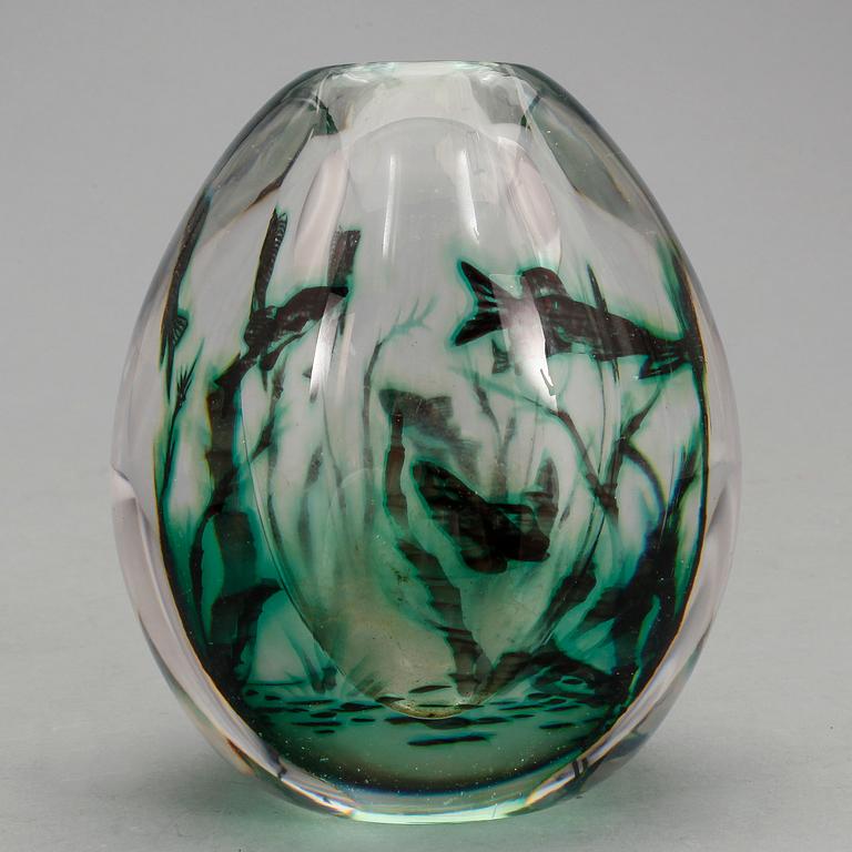 VAS, glas, "fiskgraal" Edward Hald, Orrefors 1953.