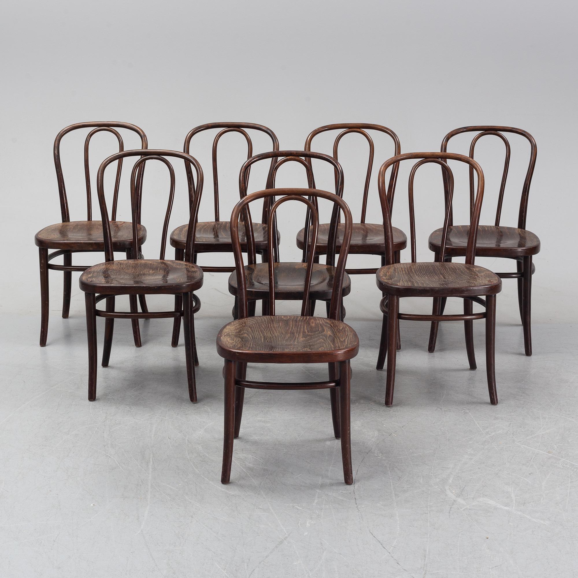 A set of eight wooden chairs, Gemla, Sweden, late 20th century.