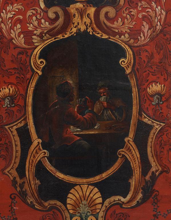 VIKSKÄRM, 4 delar, 1700-/1800-tal. Olja på duk.