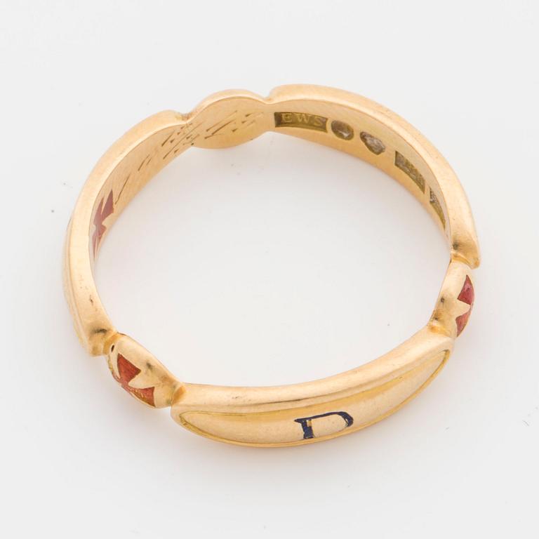 RING, "Frimurarring", 18K guld, Erik Sandahl, Jönköping, 1934,