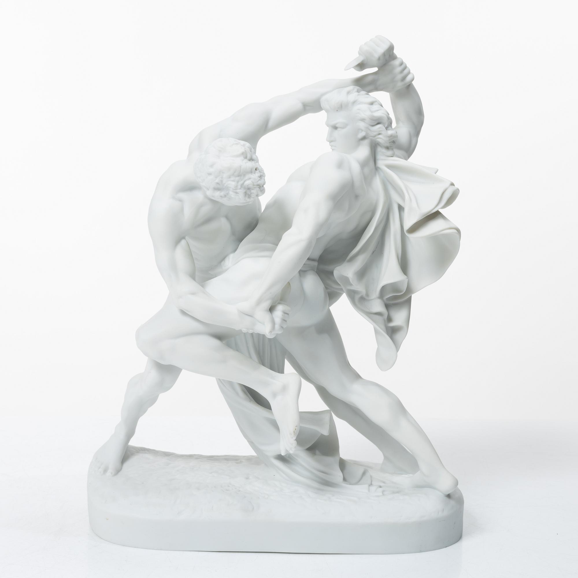 Johan Peter Molin, efter, sculpture, Parian, "The Belt Bucklers".