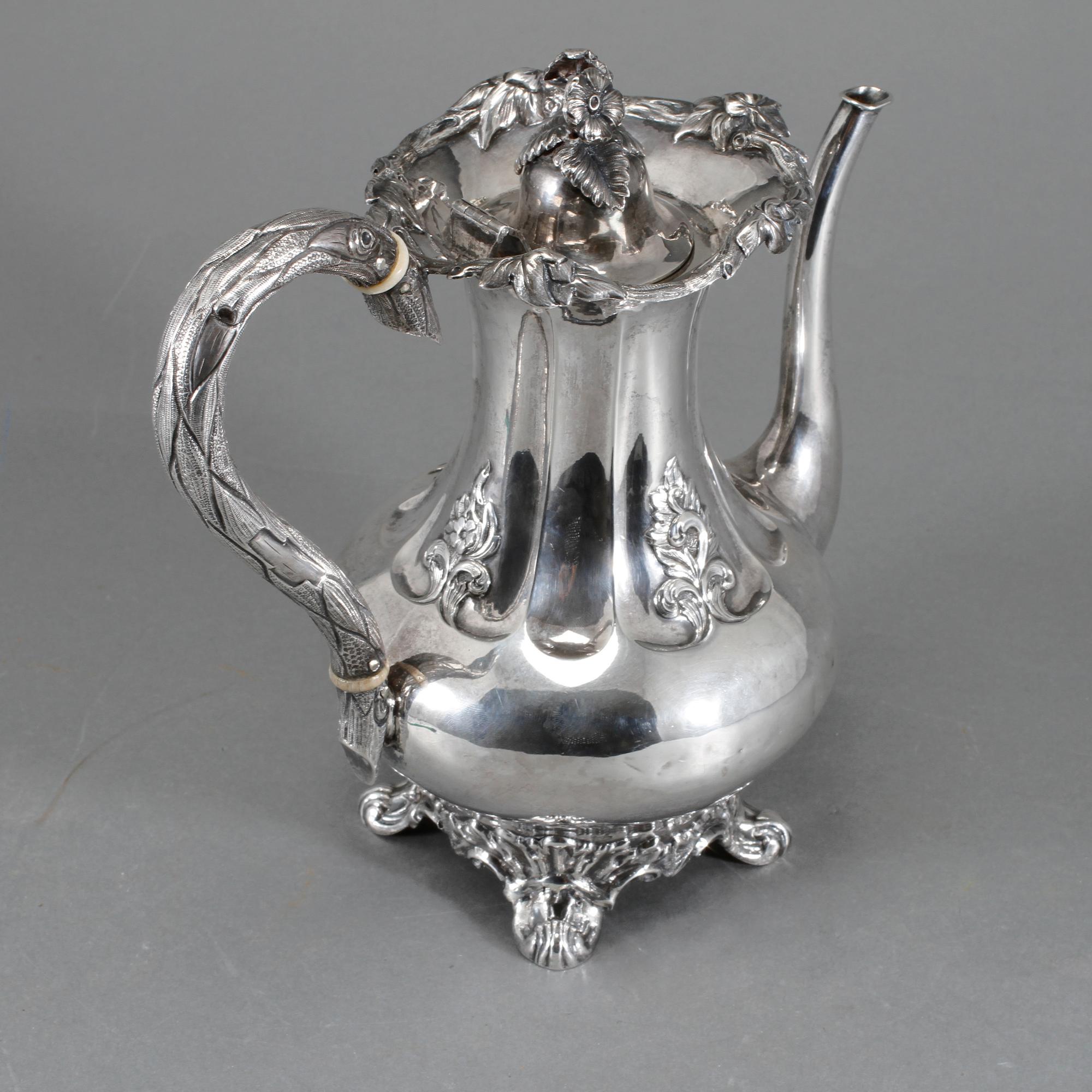KAFFEKANNA, silver, nyrokoko, Henrik Brandt, Stockholm, 1865, vikt 640 g.