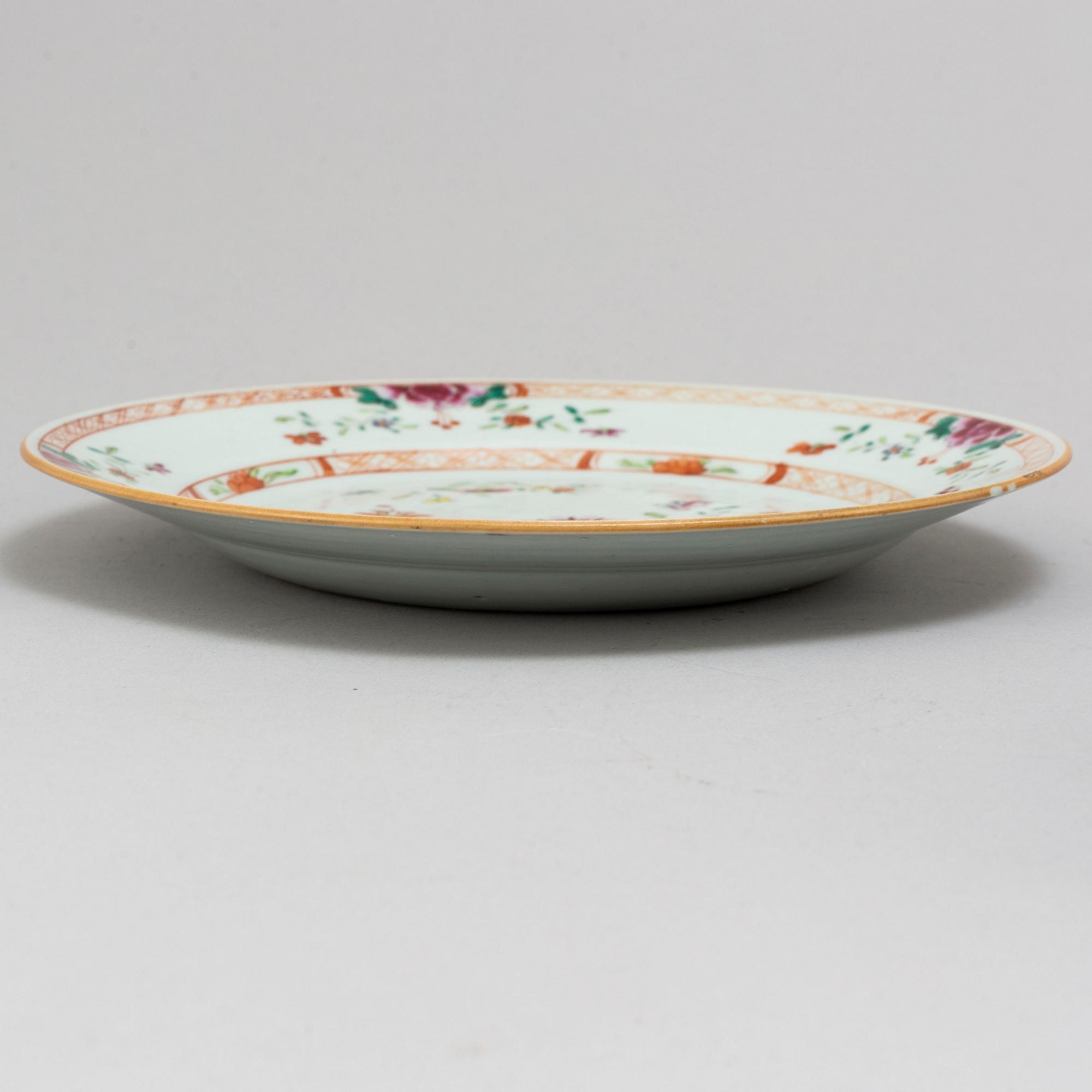 TALLRIKAR, 6 st, kompaniporslin. Qingdynastin, Qianlong (1736-95).