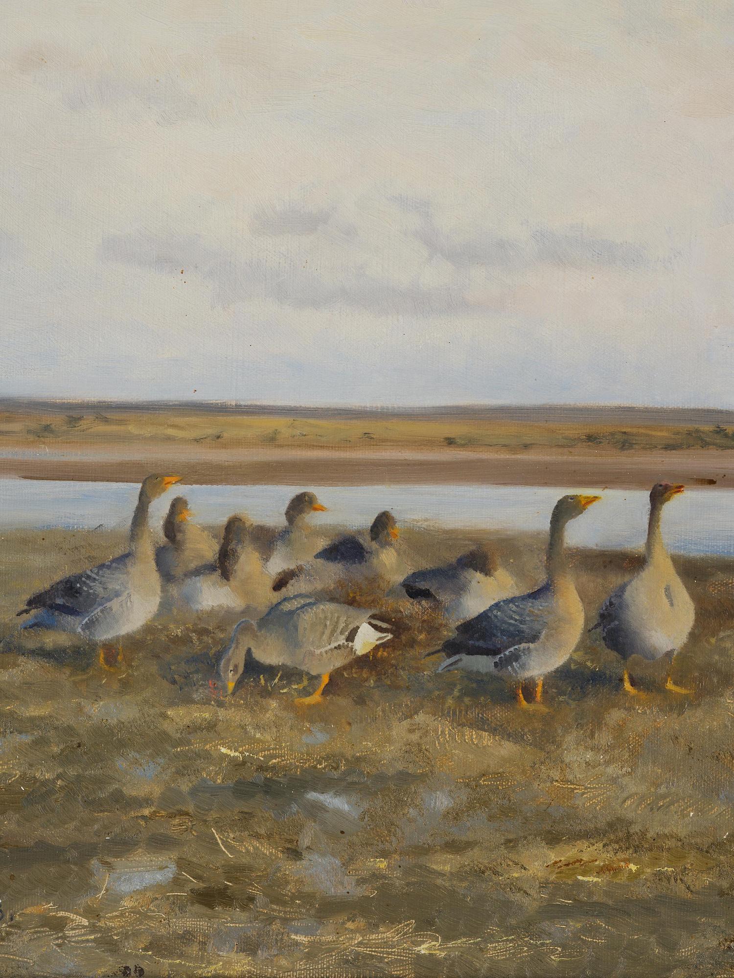 Bruno Liljefors, Landscape with geese.