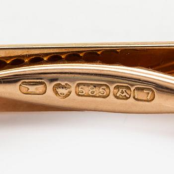 Elis Kauppi, A 14K gold tie pin with hematites. Kupittaan Kulta Turku 1962.