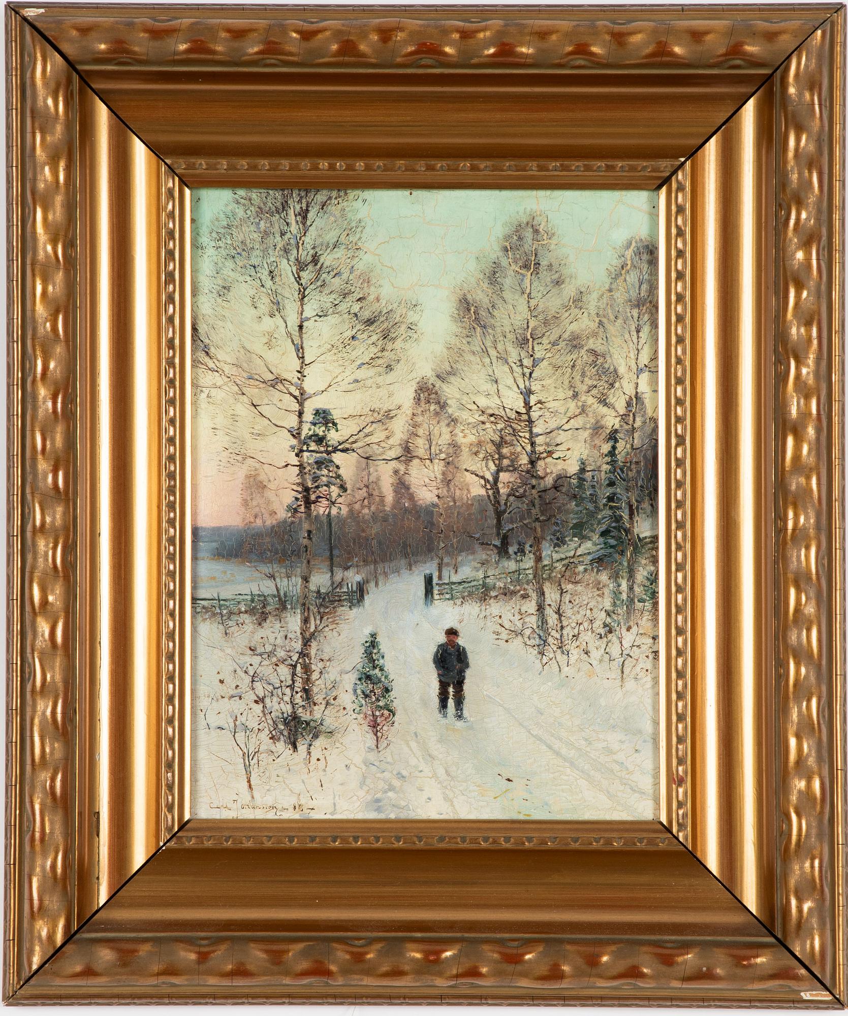 Carl Johansson, Vinterlandskap med vandrande man.