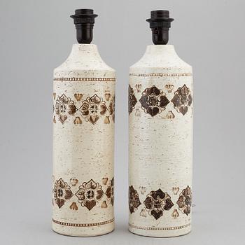A pair of Bitossi stoneware table lights, Italy.