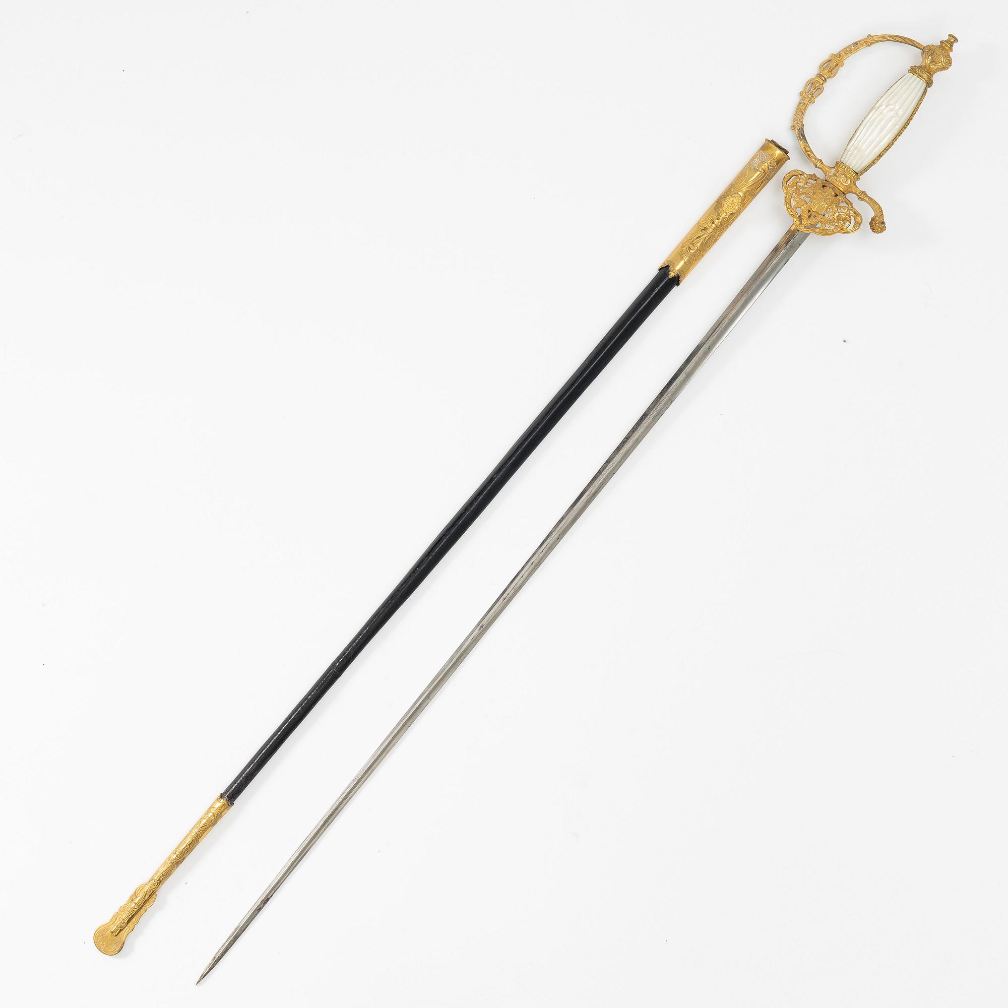 Official's sword, Swedish, 19th century, with scabbard.