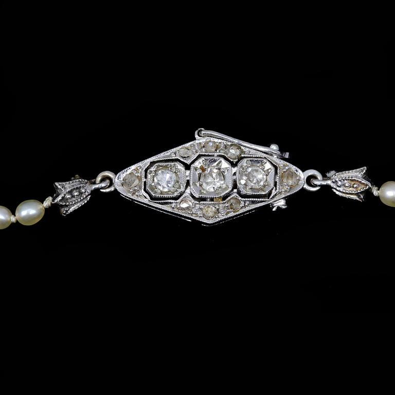 COLLIER, orientaliska pärlor, 5,2-2,2 mm, lås med små diamanter.