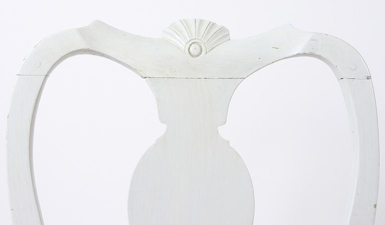 STOLAR, 6 st, senbarock/rokoko, sannolikt Västsverige, 1700-tal.