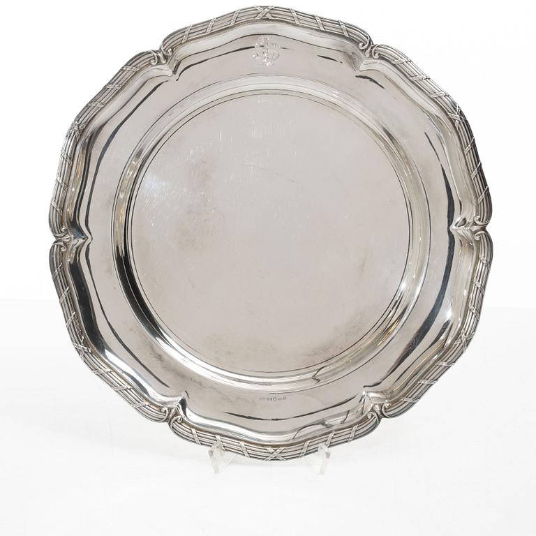 A set of seven silver plates (6+1), including GAB, Stockholm 1943.
