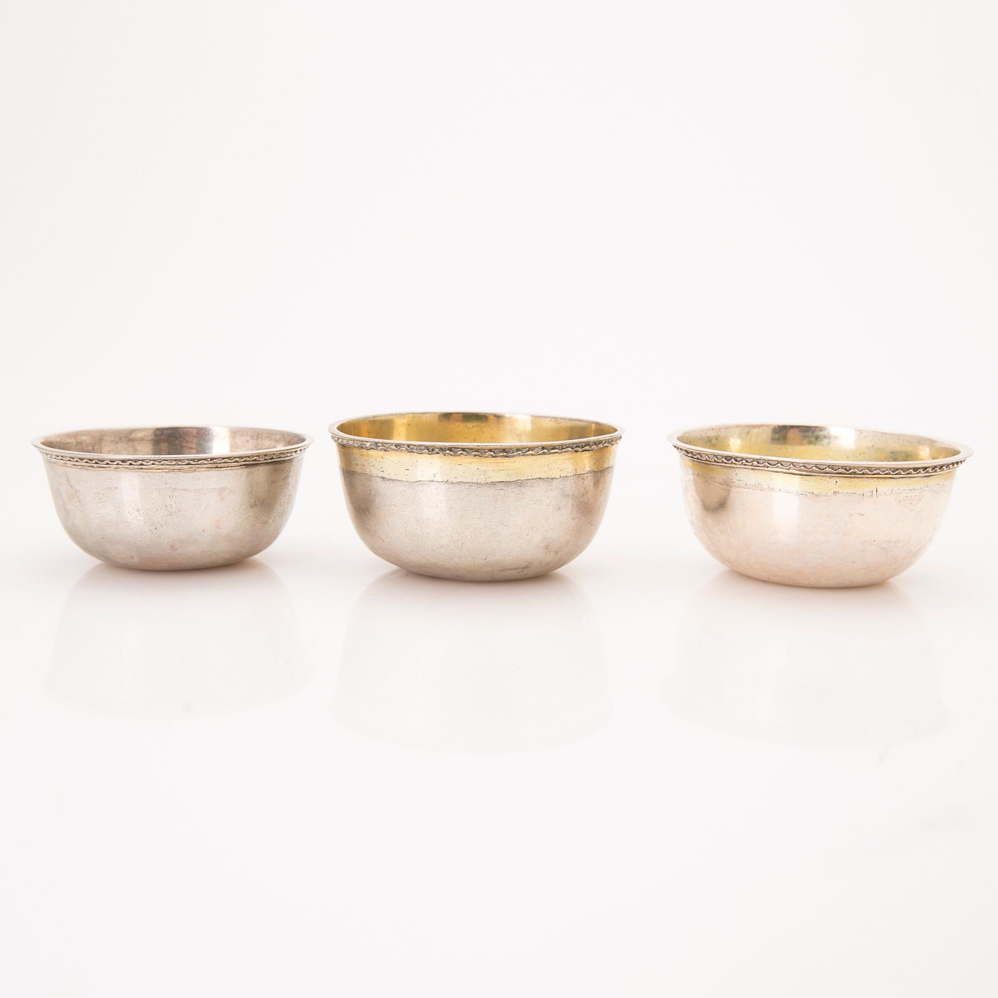 Tumblers, 3, silver, Conrad Gadd (active 1725–1750), Kristianstad.